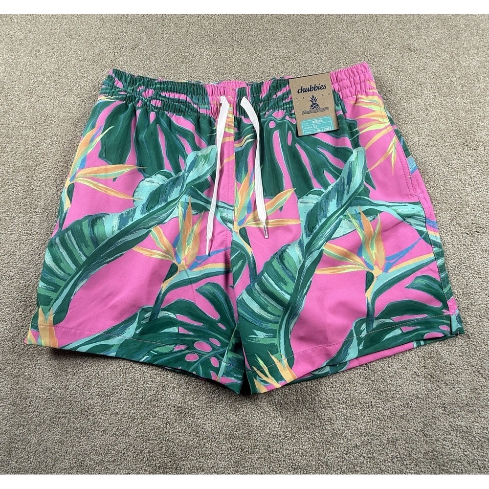 Chubbies "The Birds of Paradise" Swim Trunks Small 2 in 1 Liner 5.5" Inseam